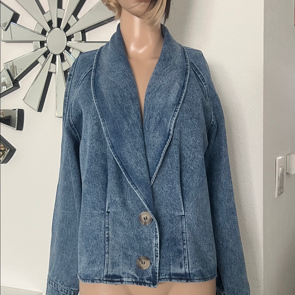 PEACH Women's Denim JACKET Blazer - Blue Jean never worn size L - Picture 4 of 17